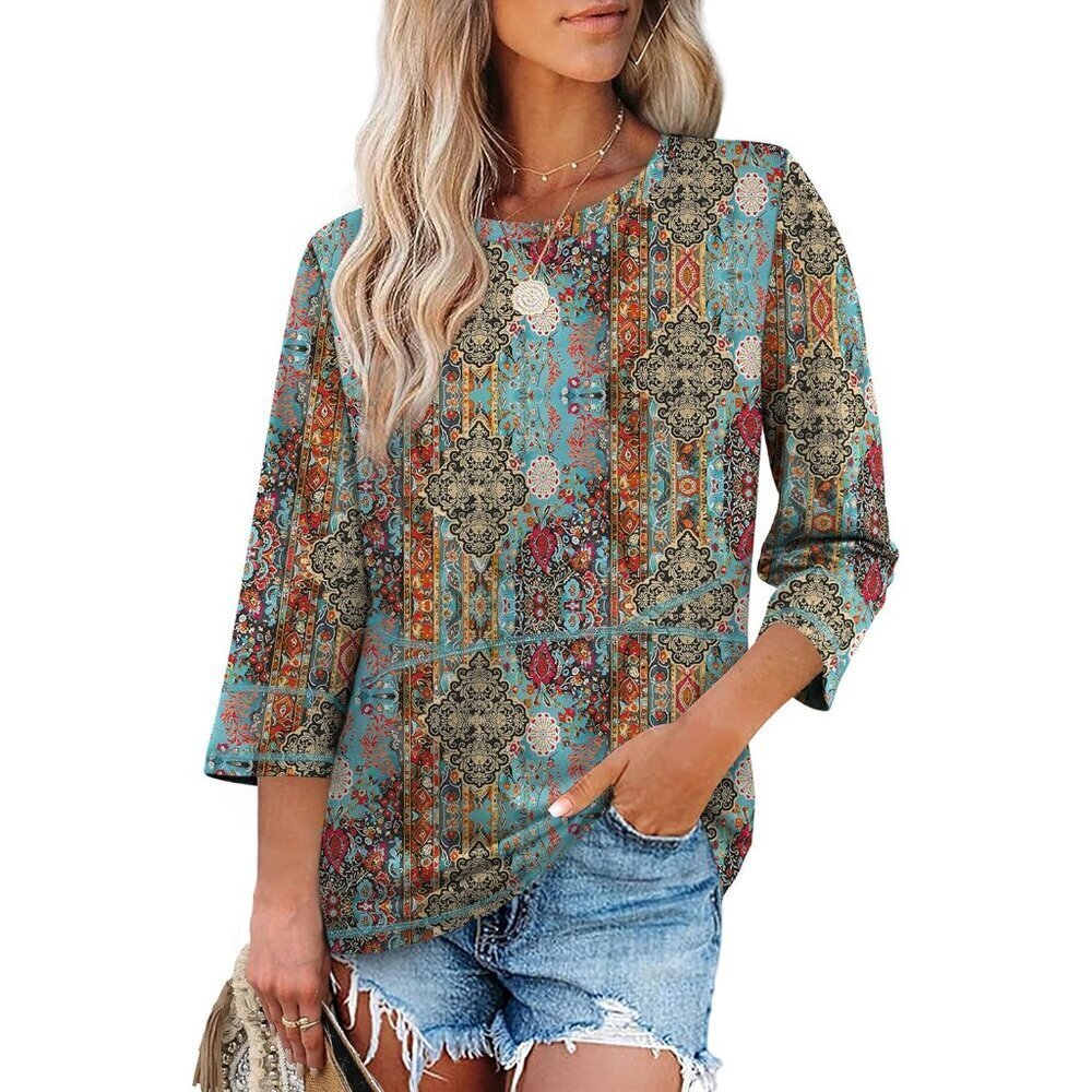Women’s 3/4 Sleeve Blouse Polyester Spandex Casual Business Weekender